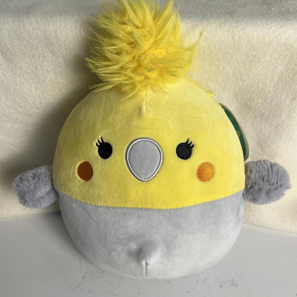 NWT Squishmallows 8" Charlize The Cockatiel Bird Yellow/Grey